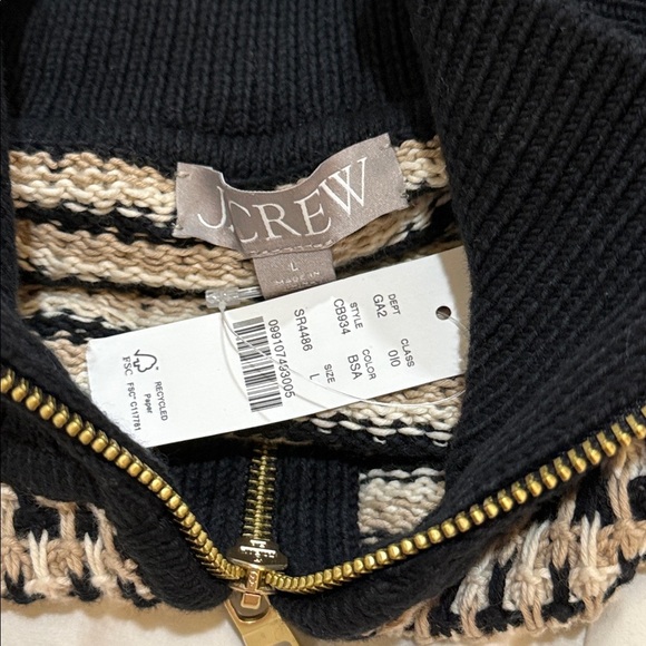 NWT J Crew Jacquard sweater-jacket CB934 sz L - Picture 10 of 10